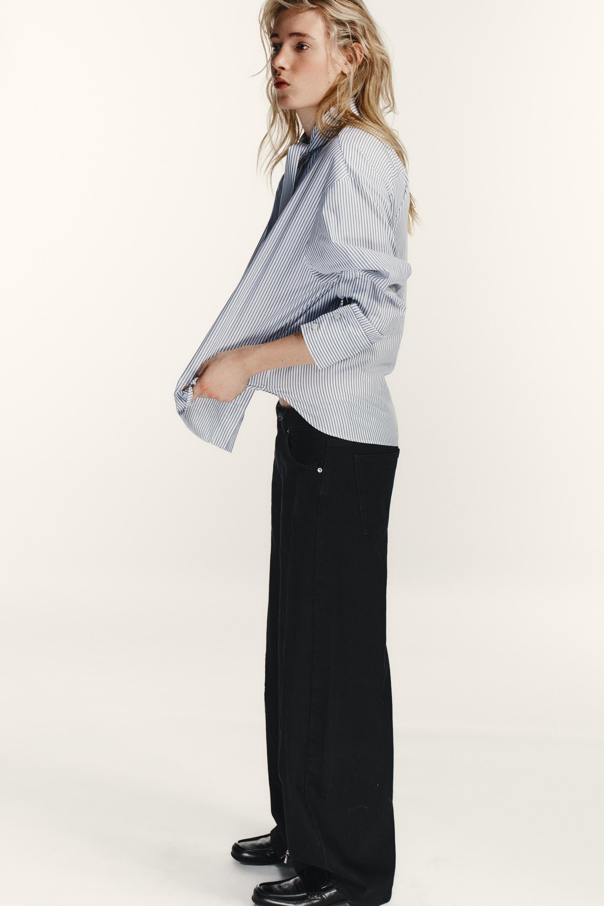 STRIPED POPLIN SHIRT WITH SCARF DETAIL